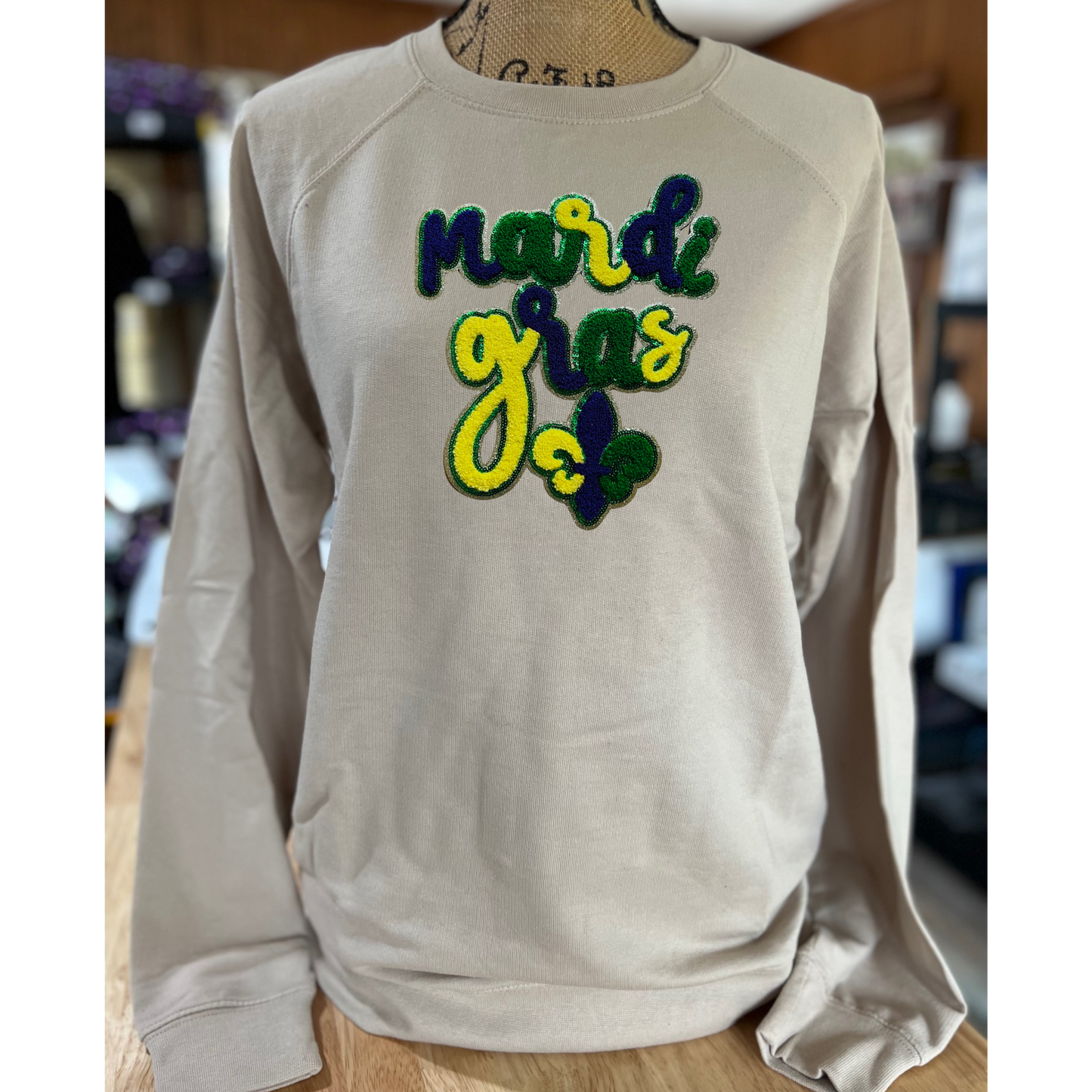 Mardi Gras Chenille Patch Sweatshirt