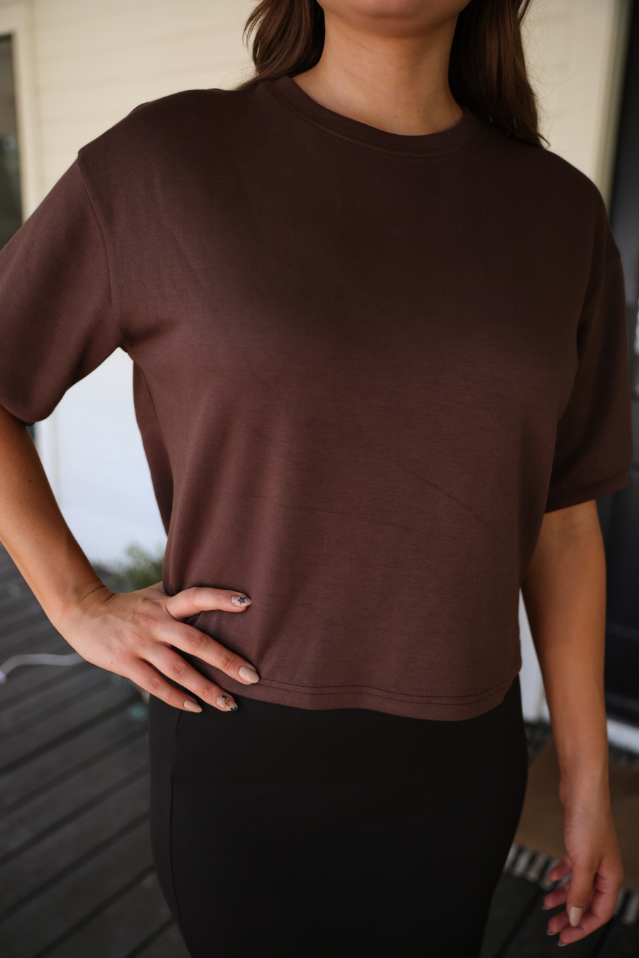 Casual Luxe Top- Chocolate