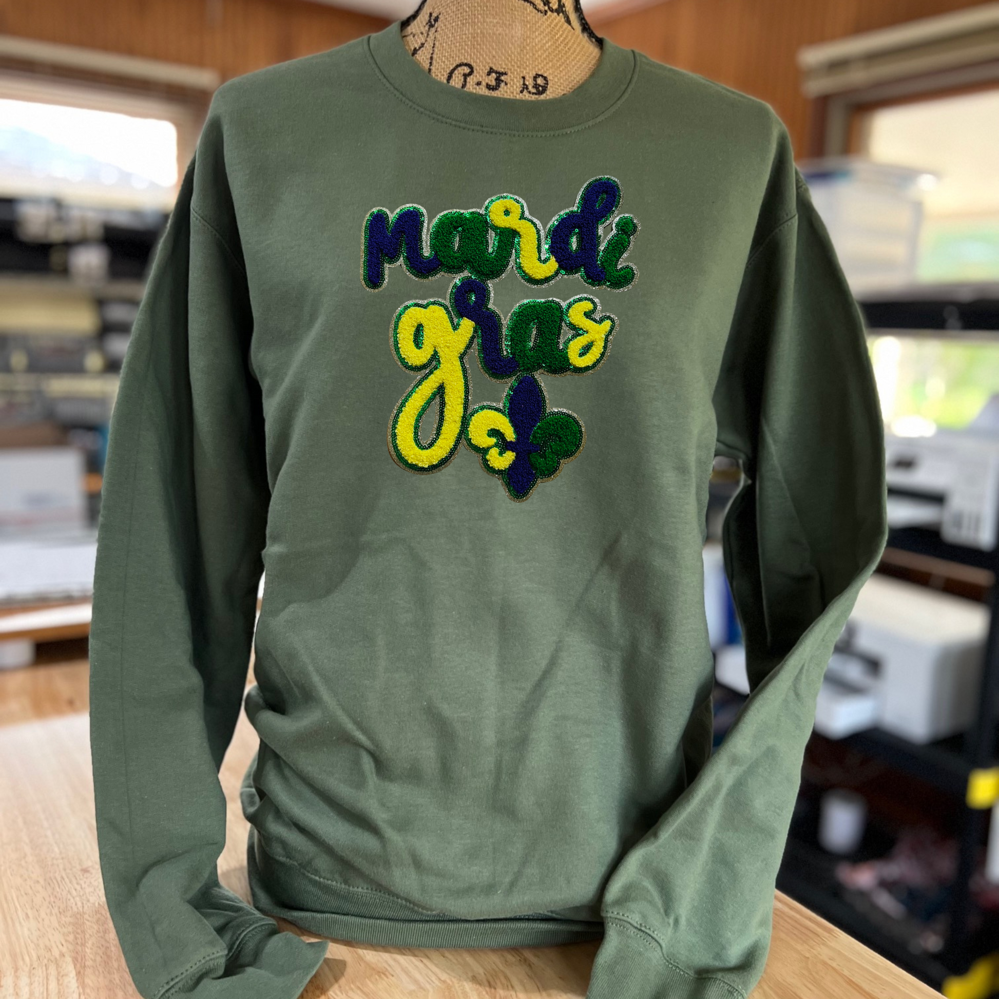 Mardi Gras Chenille Patch Sweatshirt