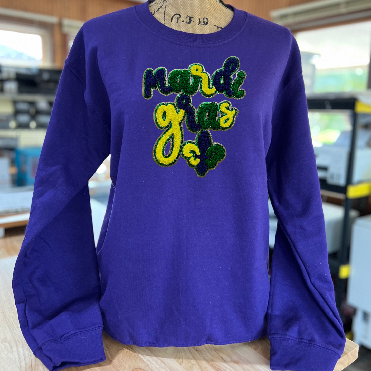 Mardi Gras Chenille Patch Sweatshirt