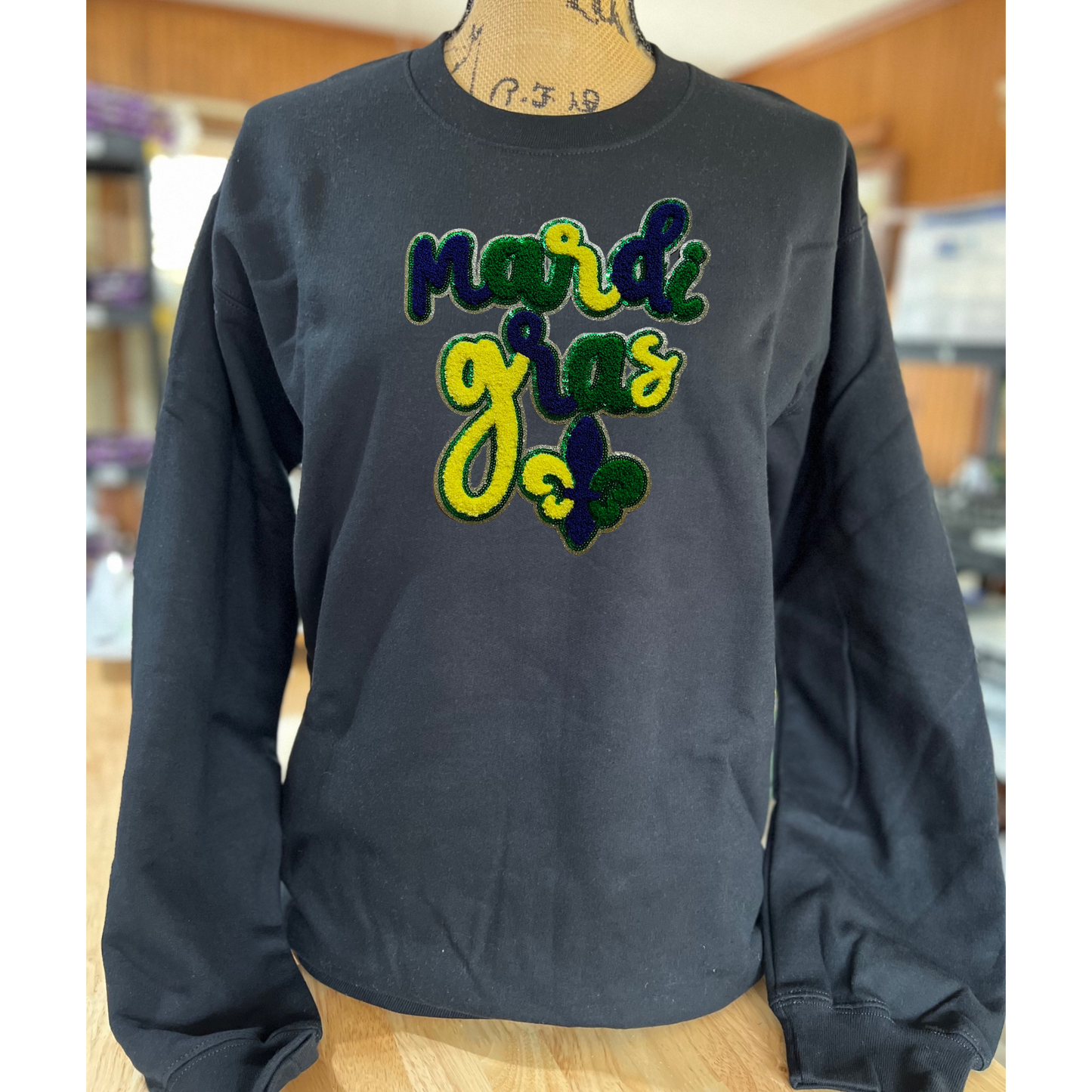 Mardi Gras Chenille Patch Sweatshirt