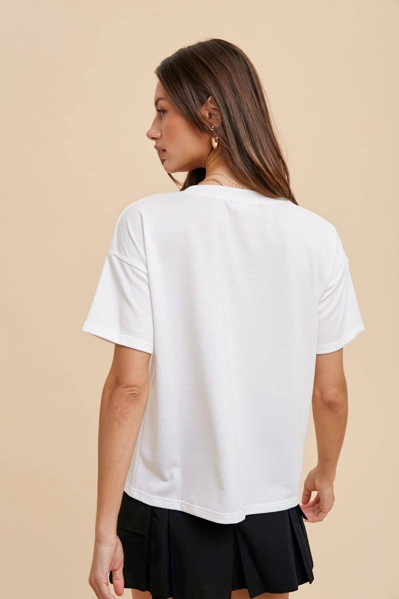 Mardi Gras Sequin Lettering Short Sleeve T-shirt