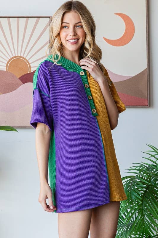 MARDI GRAS RIB COLOR BLOCK HOODIE shirt