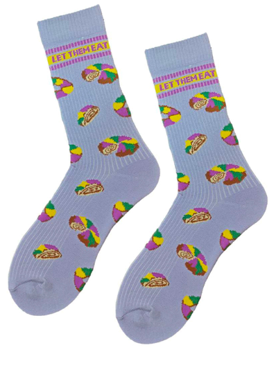 Lavender Let Them Eat King Cake Ribbed Socks -YOUTH