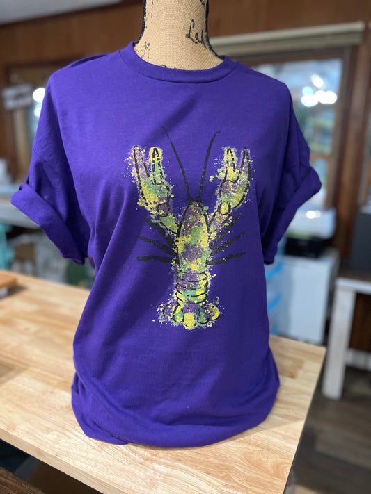 Mardi Gras metallic shimmer crawfish t-shirt