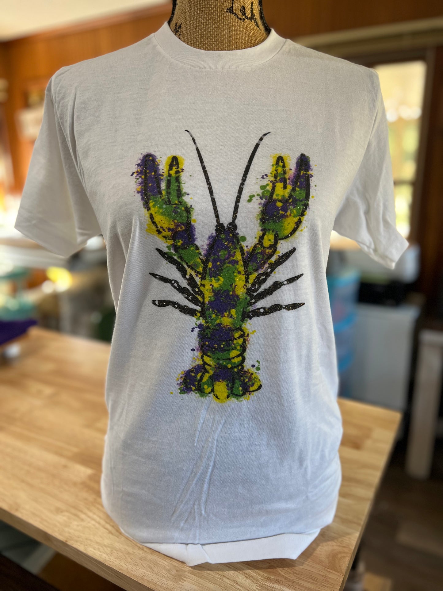 Mardi Gras metallic shimmer crawfish t-shirt