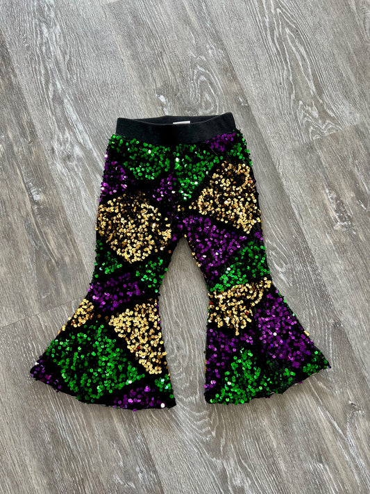 Mardi Gras Kids Sequin flare leggings