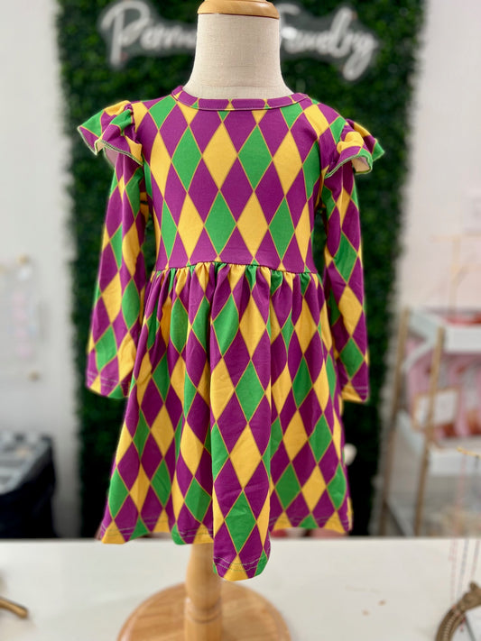 Mardi Gras kids Dress | Diamond