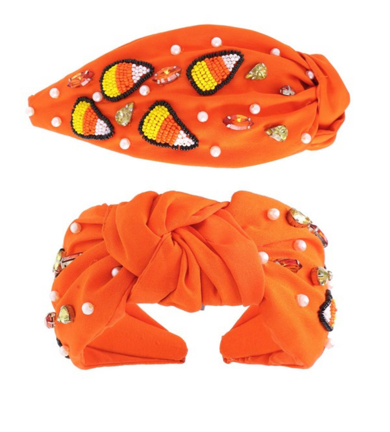 orange candy corn Halloween knotted headband