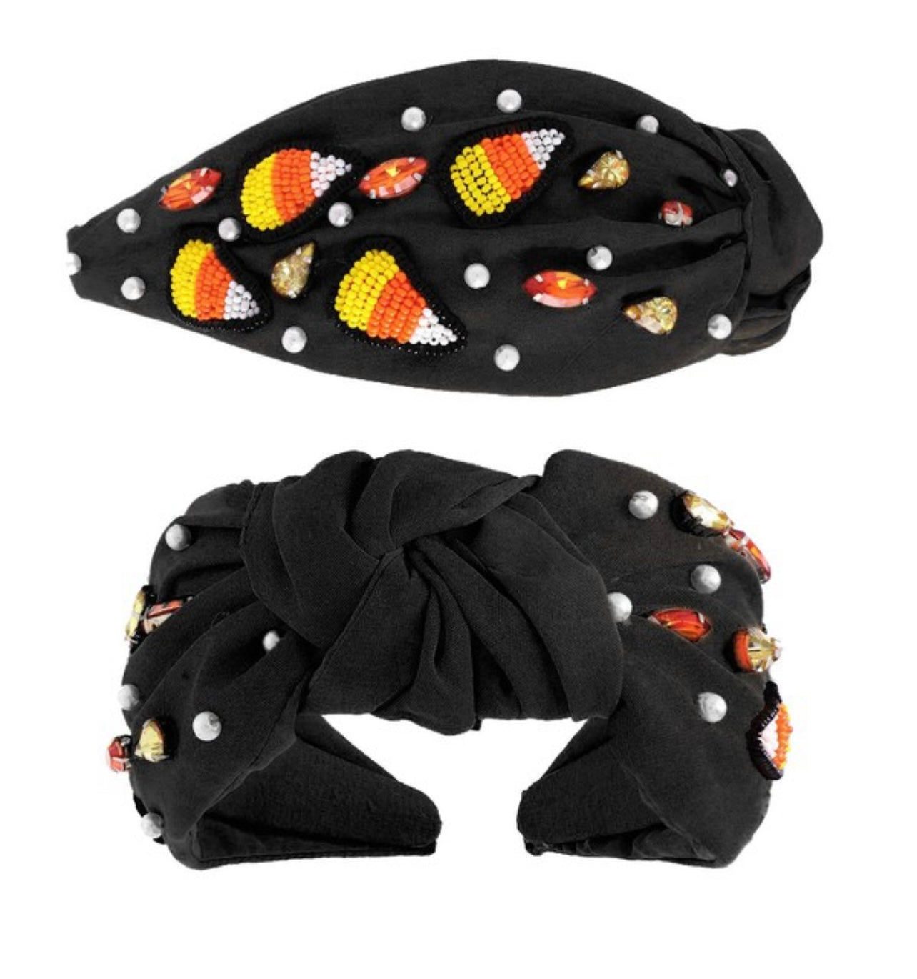 black candy corn Halloween knotted headband