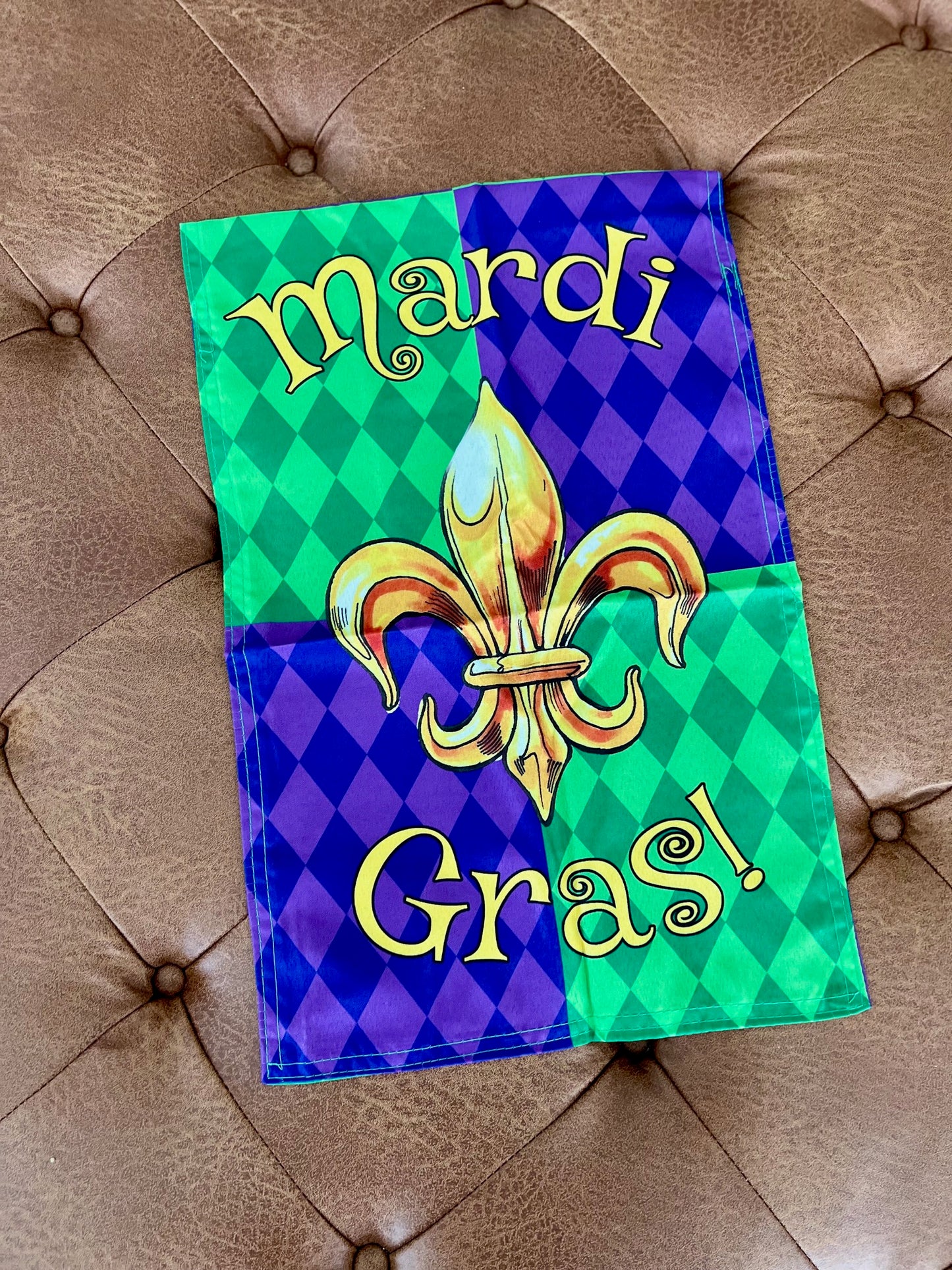 Mardi Gras Garden Flag with Fleur de Lis