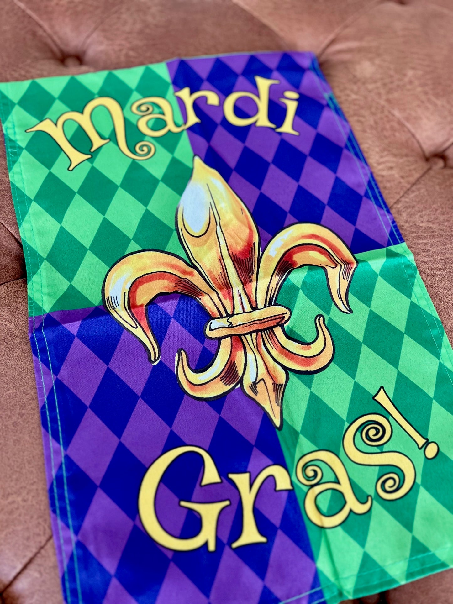 Mardi Gras Garden Flag with Fleur de Lis