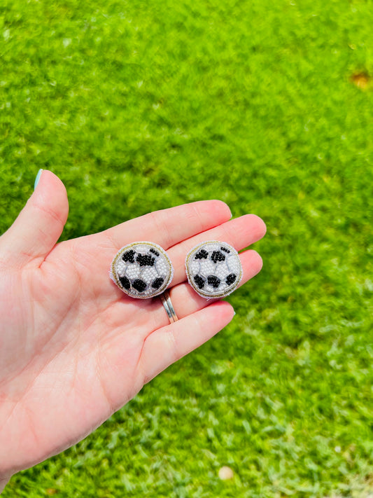 SOCCER BEADED STUD EARRINGS