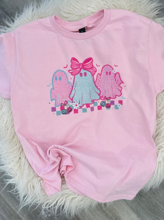 Girls Ghost Faux embroidered T-shirt