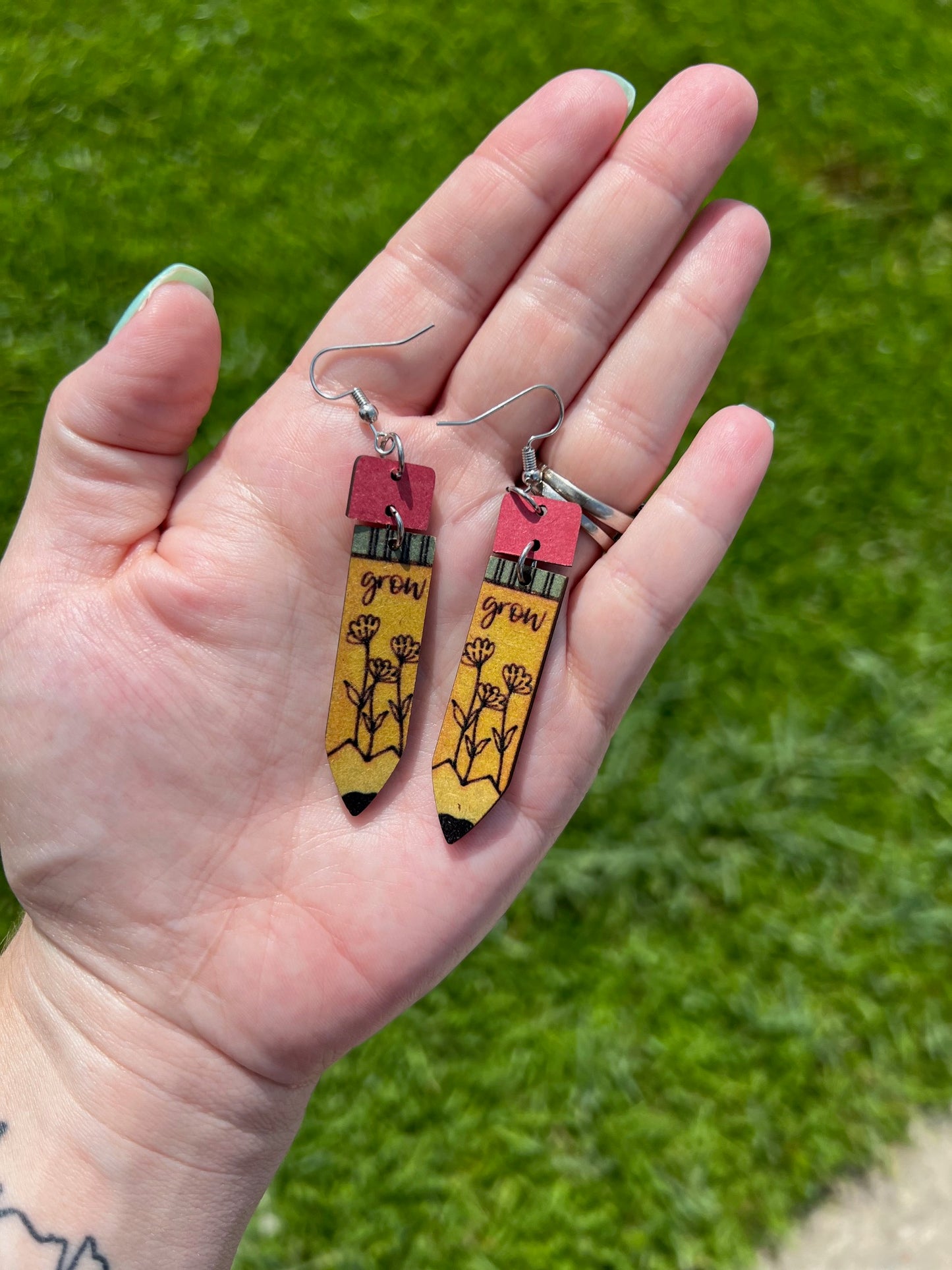 Teacher Pencil Wood earrings