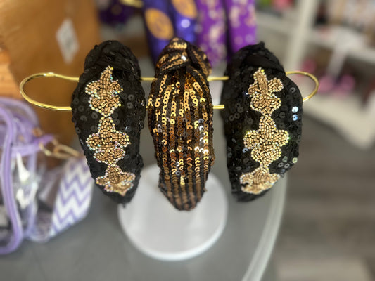Mardi Gras Fleur Del Lis Top Knot Headband
