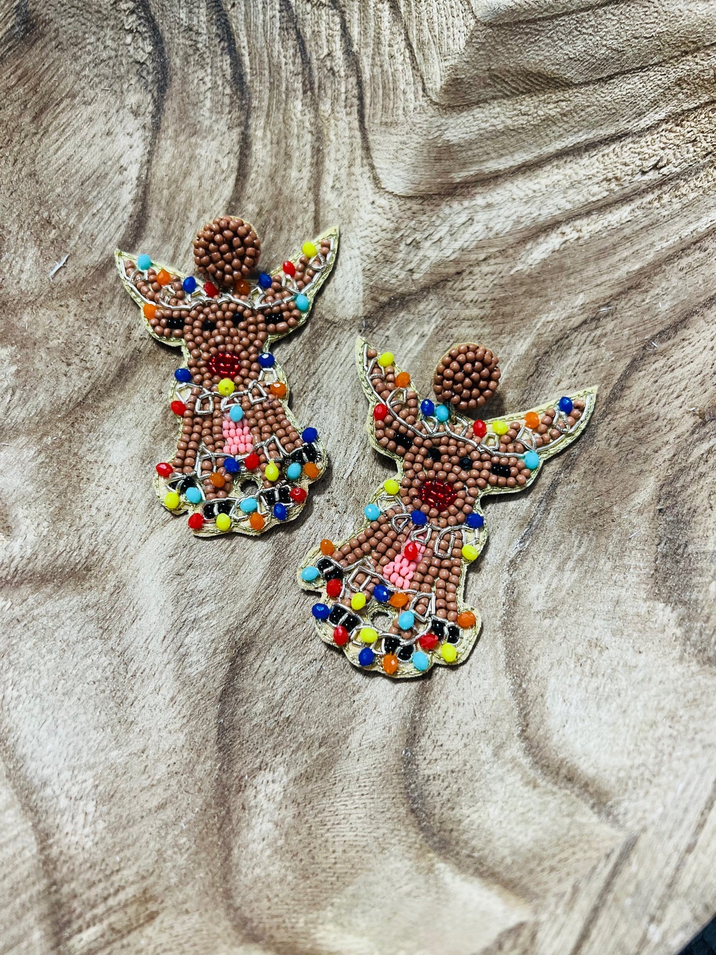 Reindeer Christmas light earrings