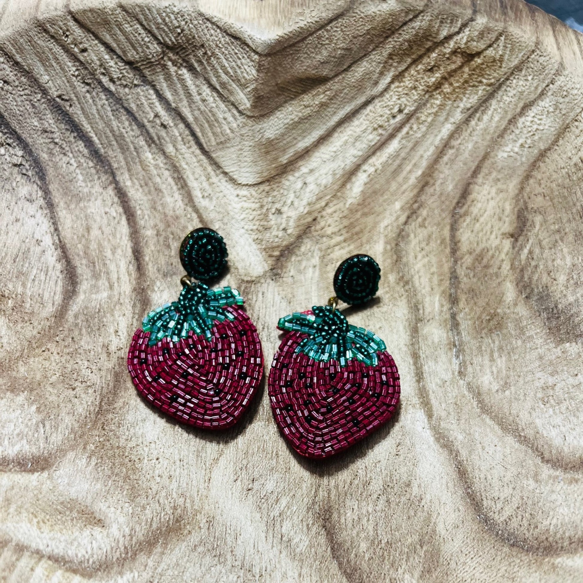 Strawberry Seed bead earrings