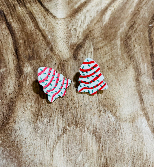 Christmas tree cake stud earrings