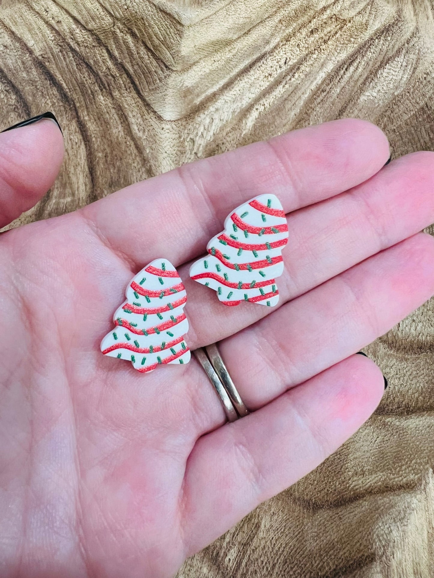 Christmas tree cake stud earrings