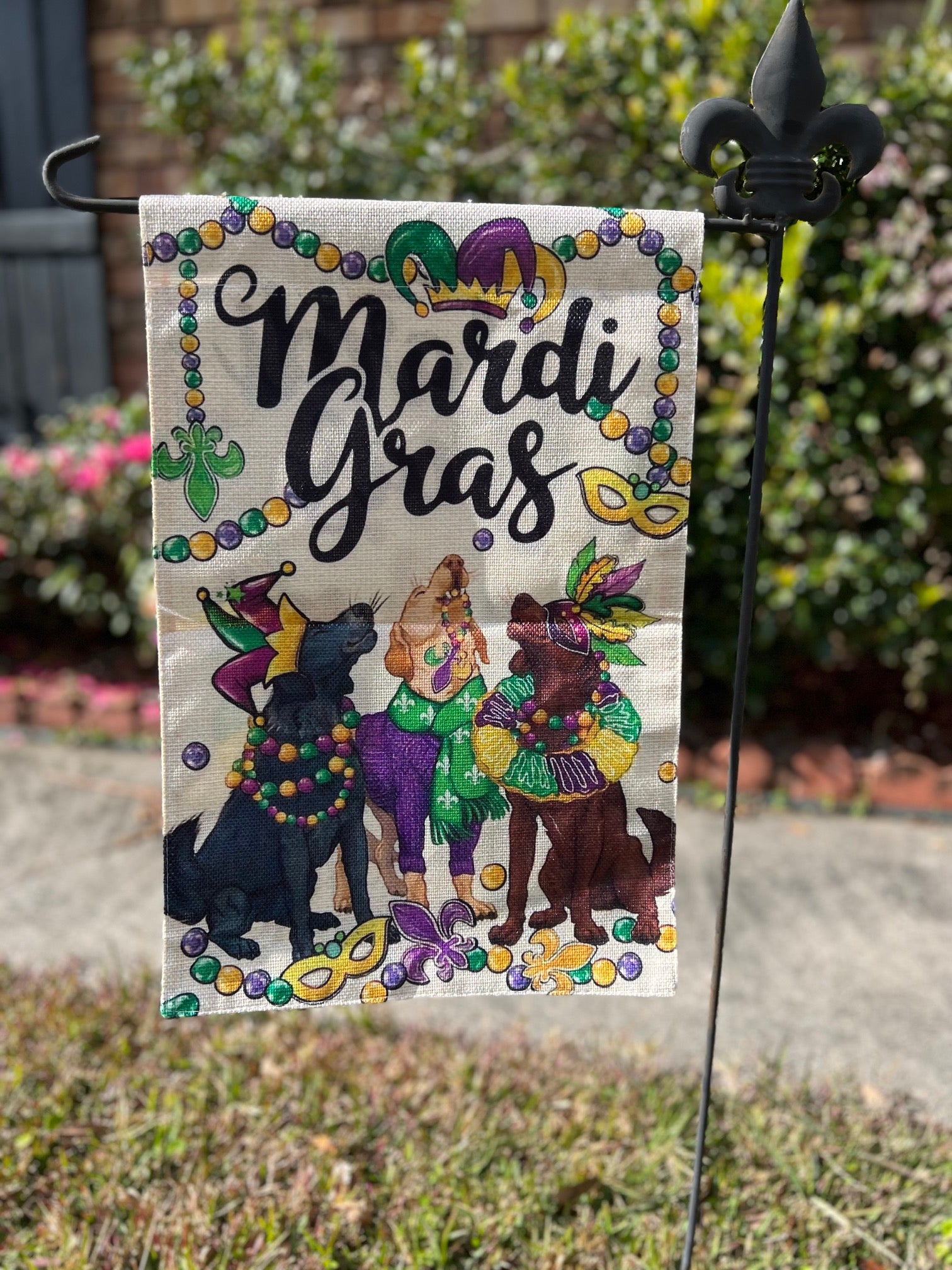 Mardi Gras Dog Garden flag