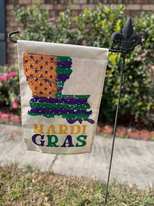 Louisiana Mardi Gras garden flag