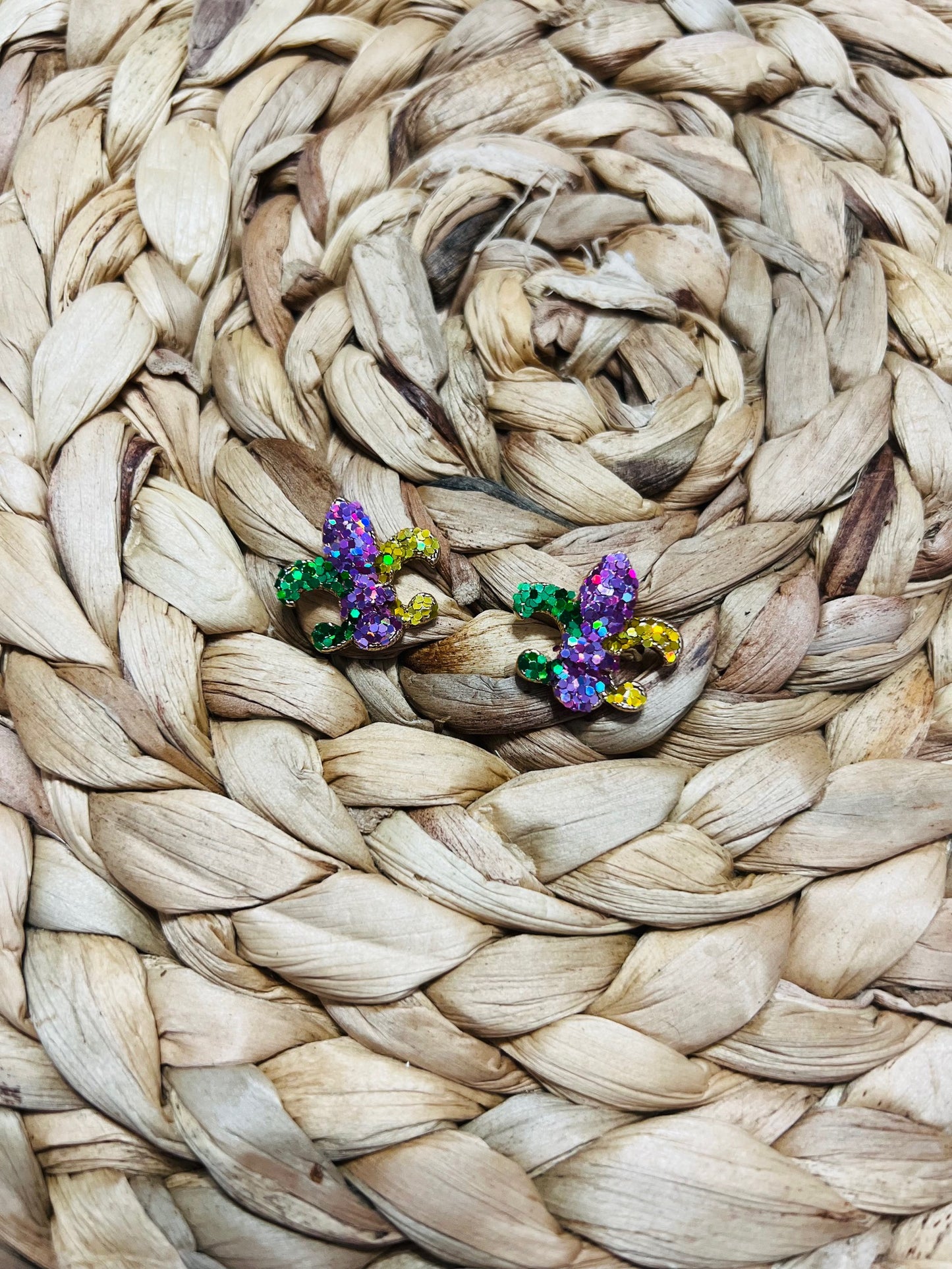 Mardi Gras Fleur de lis stud earrings