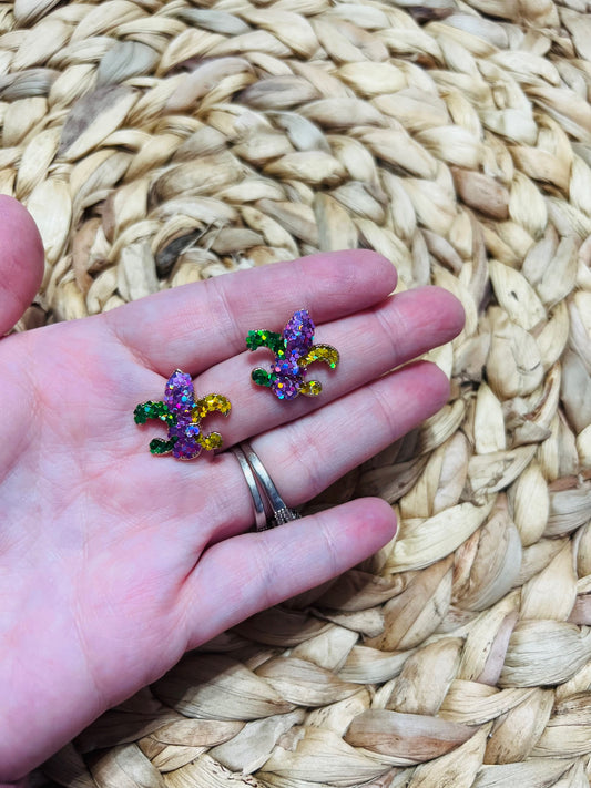 Mardi Gras Fleur de lis stud earrings