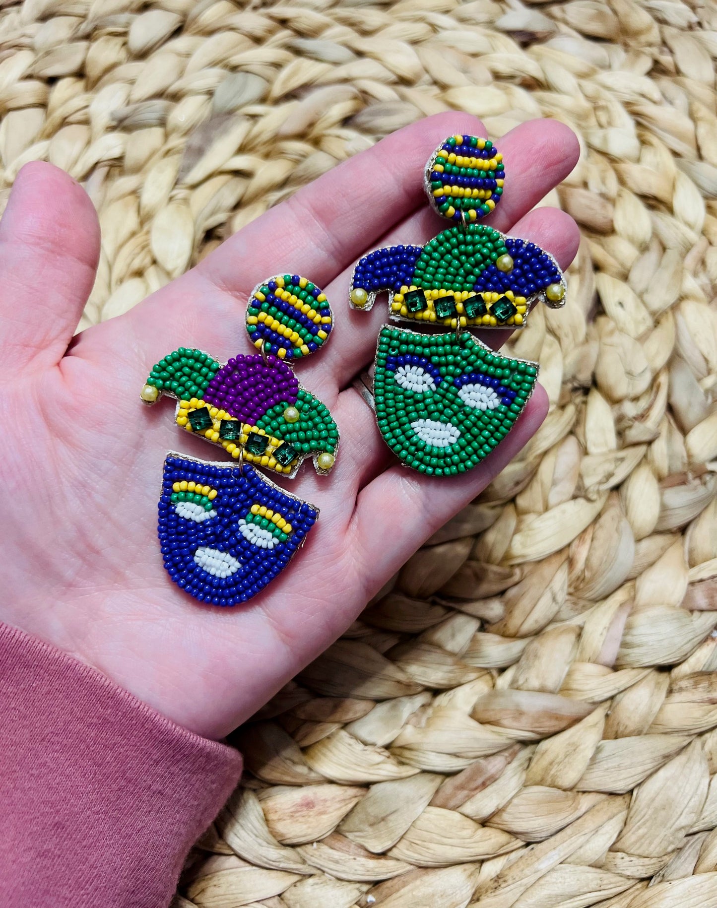 Mardi Gras Mask seed bead earrings