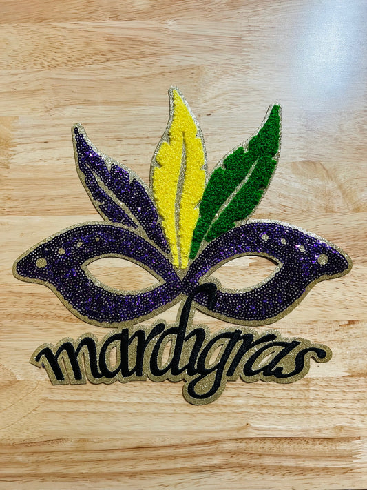 Mardi Gras Mask Chenille Patch ONLY