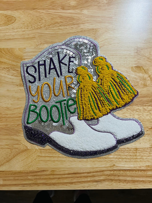 Mardi Gras Boot Chenille Patch ONLY