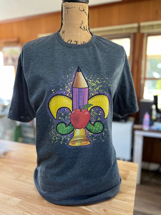 Teacher Mardi Gras Fleur de Lis T-shirt