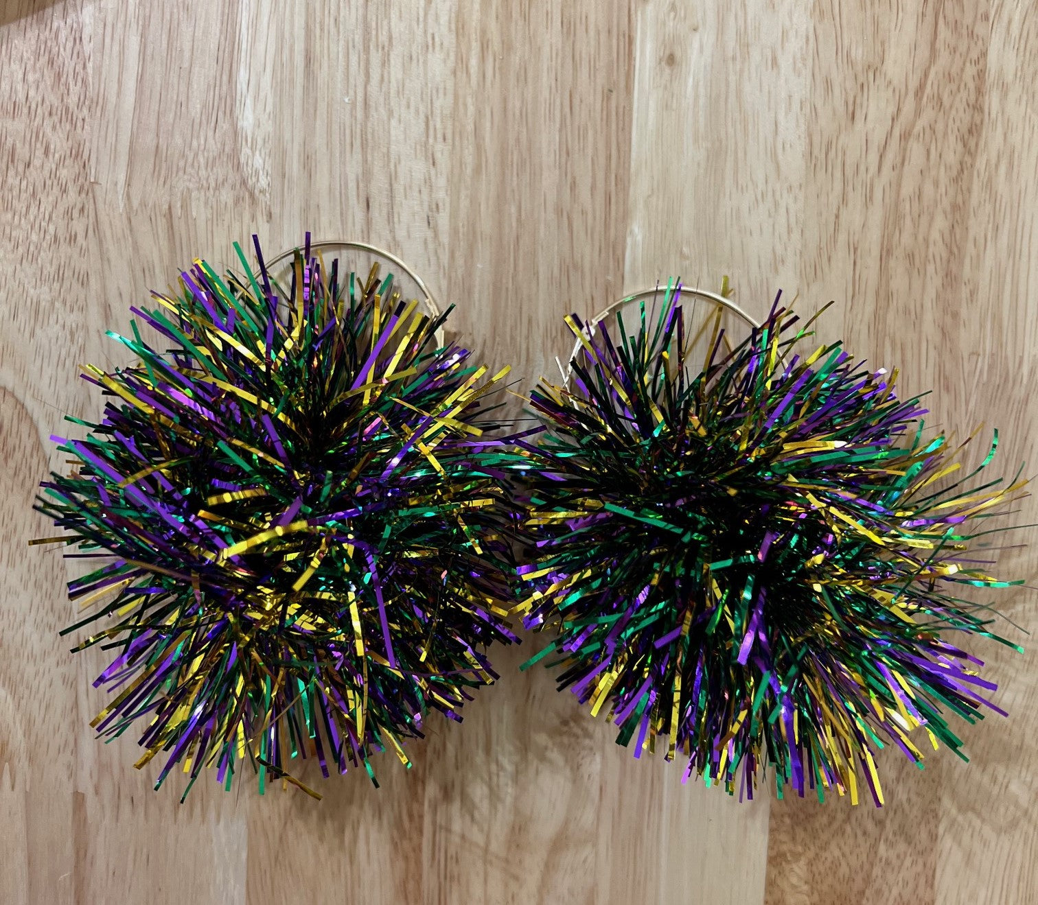 Mardi Gras Pom Pom Earrings