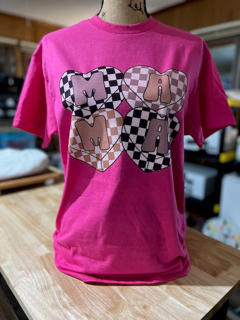 Mama Checkered Hearts T-shirt