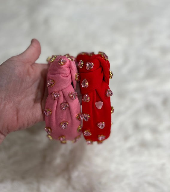 Jeweled Beaded Heart Headband/Valentines Day