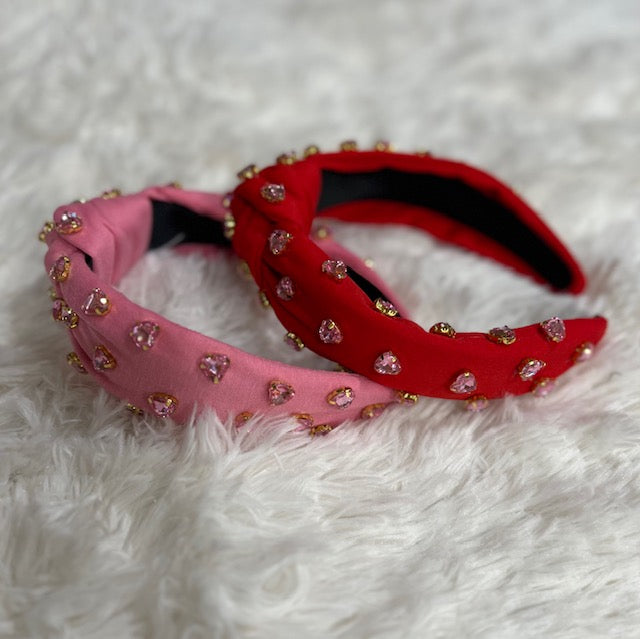 Jeweled Beaded Heart Headband/Valentines Day