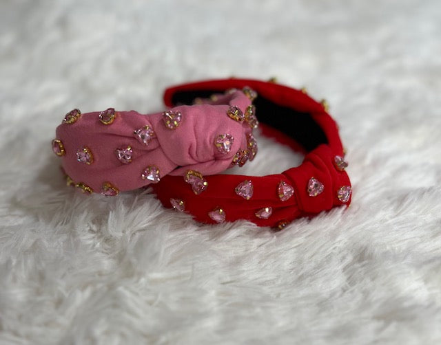 Jeweled Beaded Heart Headband/Valentines Day