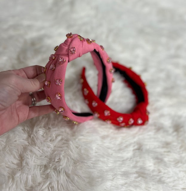 Jeweled Beaded Heart Headband/Valentines Day