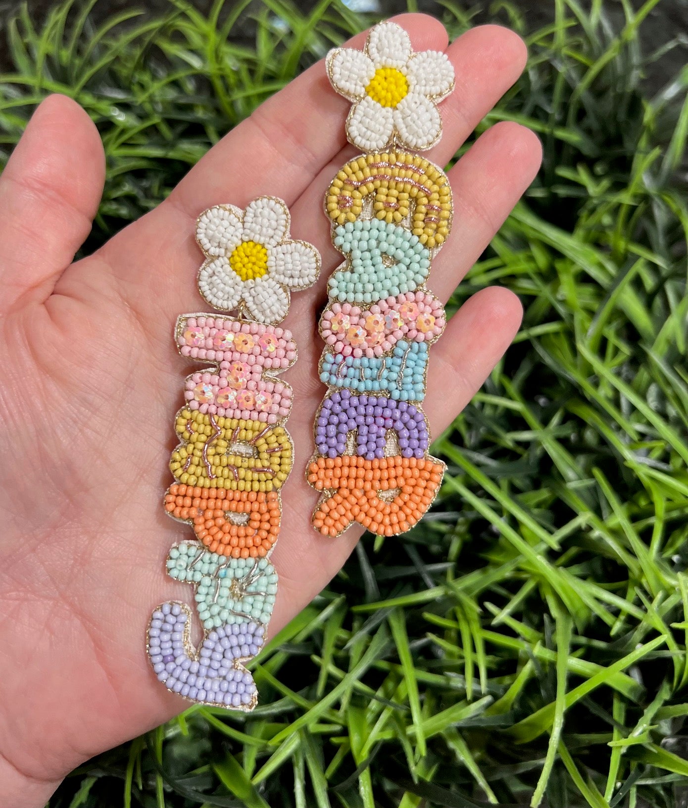 Happy Easter Pastel Seed Bead Earrings