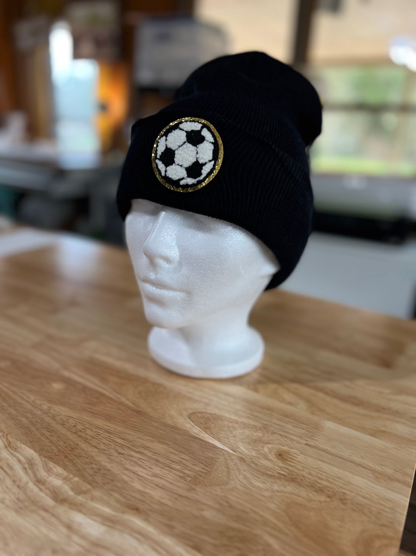 Soccer Chenille patch beanie