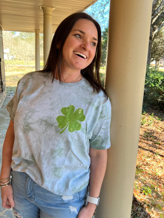 Green Tie-dye Clover Vintage t-shirt