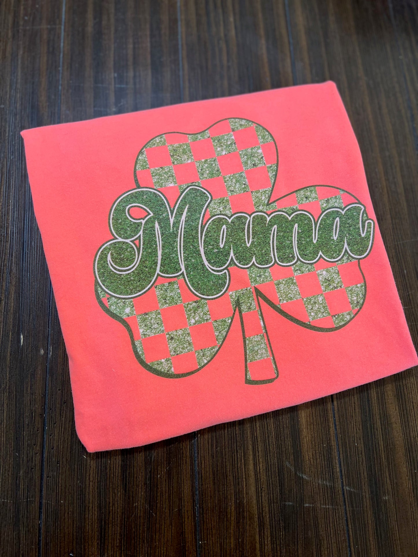 Mama Checkered clover t-shirt/St. Patrick's Day