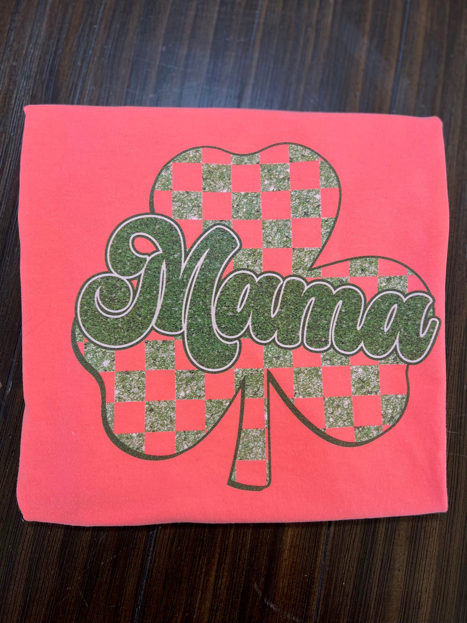 Mama Checkered clover t-shirt/St. Patrick's Day