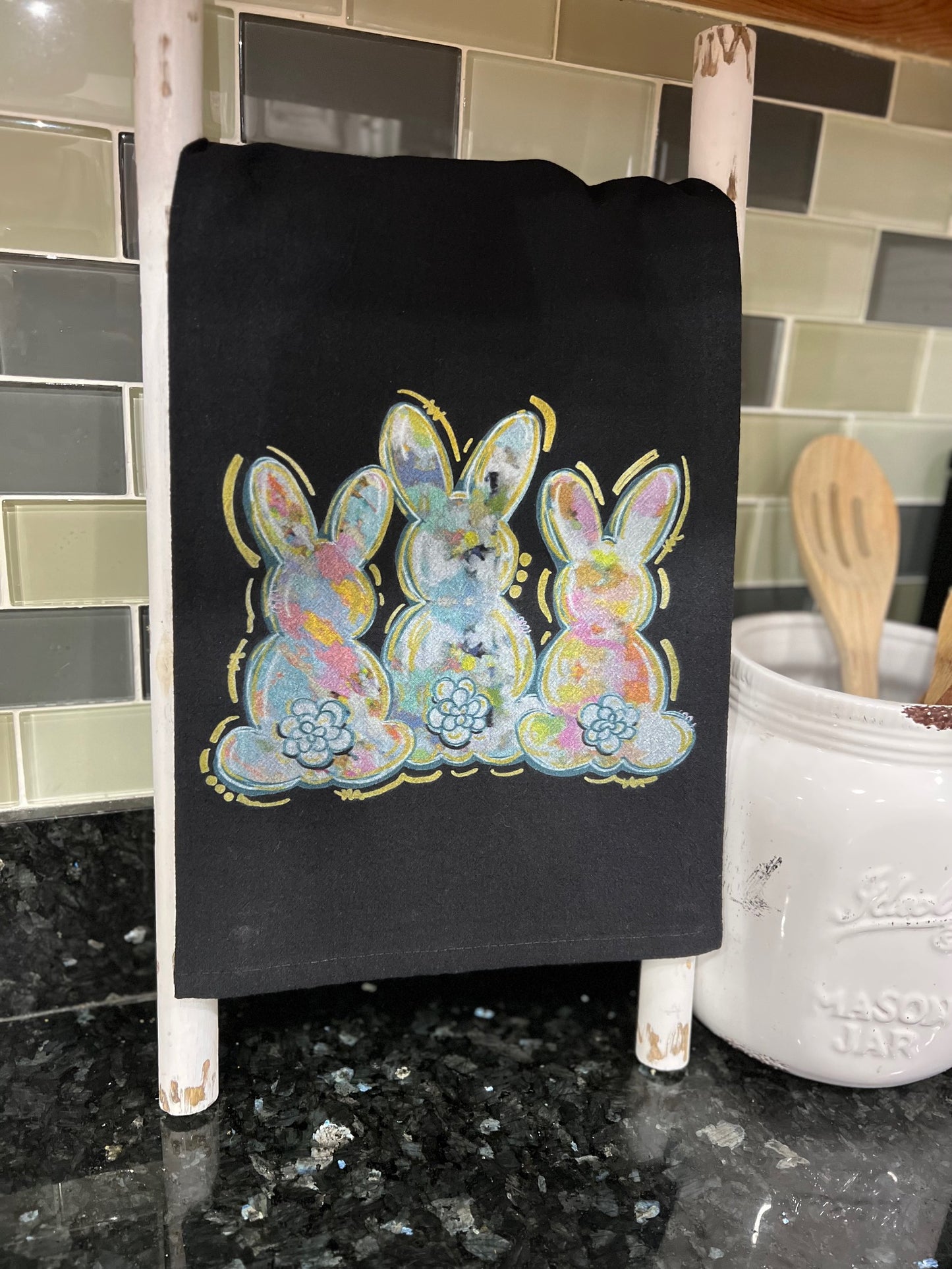 Watercolor Bunny Tea towel/Easter