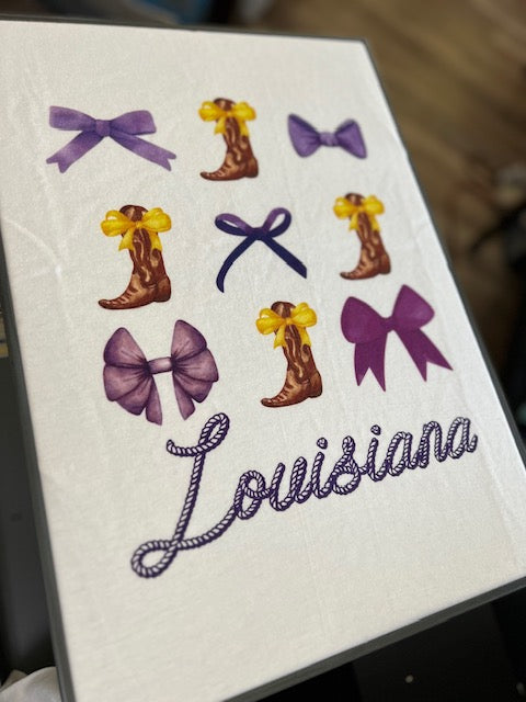 LSU Louisiana Bows and Boots t-shirt