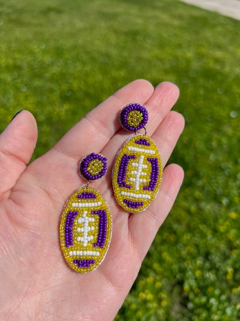 Lsu football beaded earrings