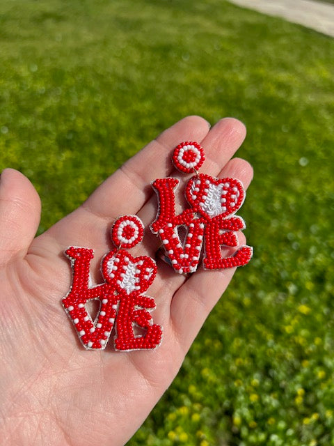 LOVE Baseball beaded earrings