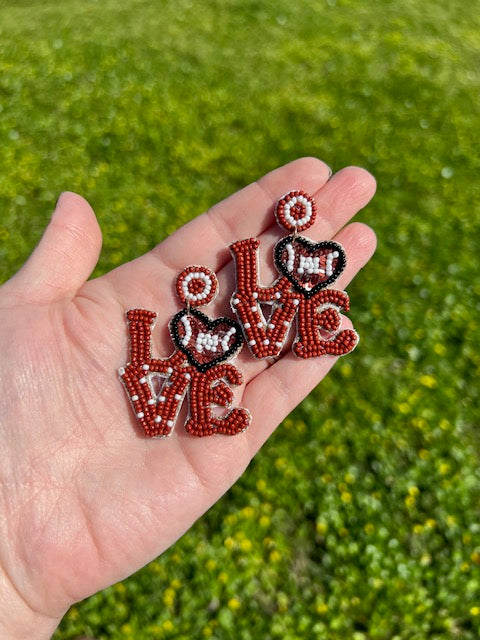 LOVE Football beaded earrings