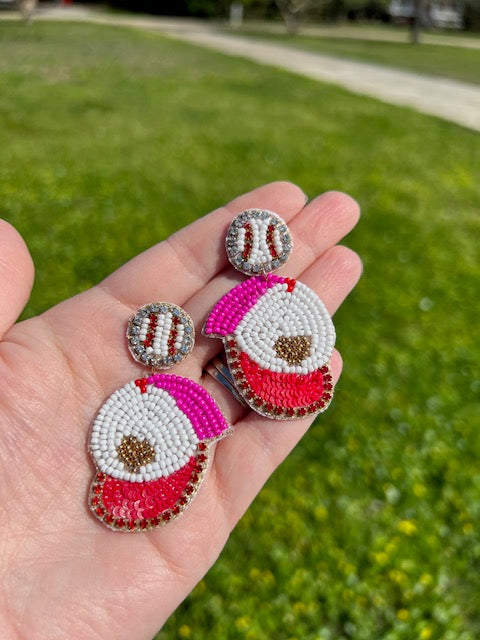 Baseball Hat beaded earrings