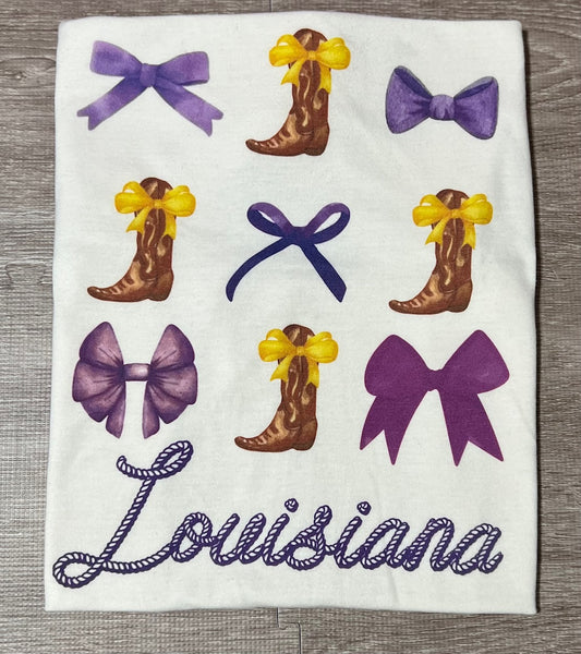 LSU Louisiana Bows and Boots t-shirt